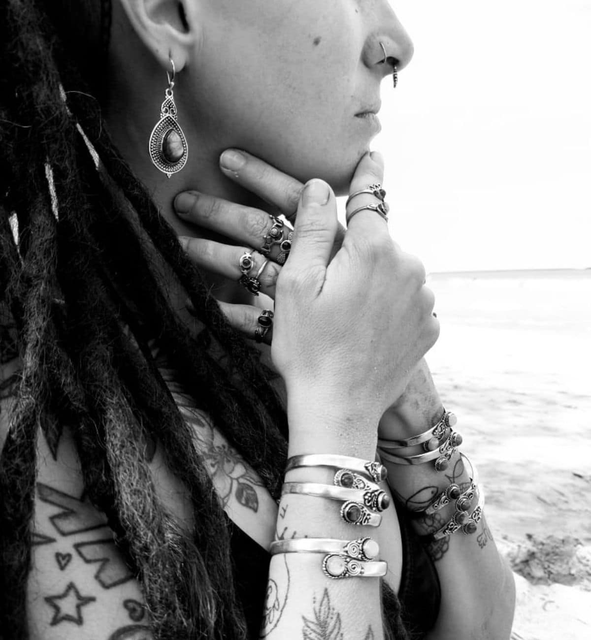 Brassand Stone Earings